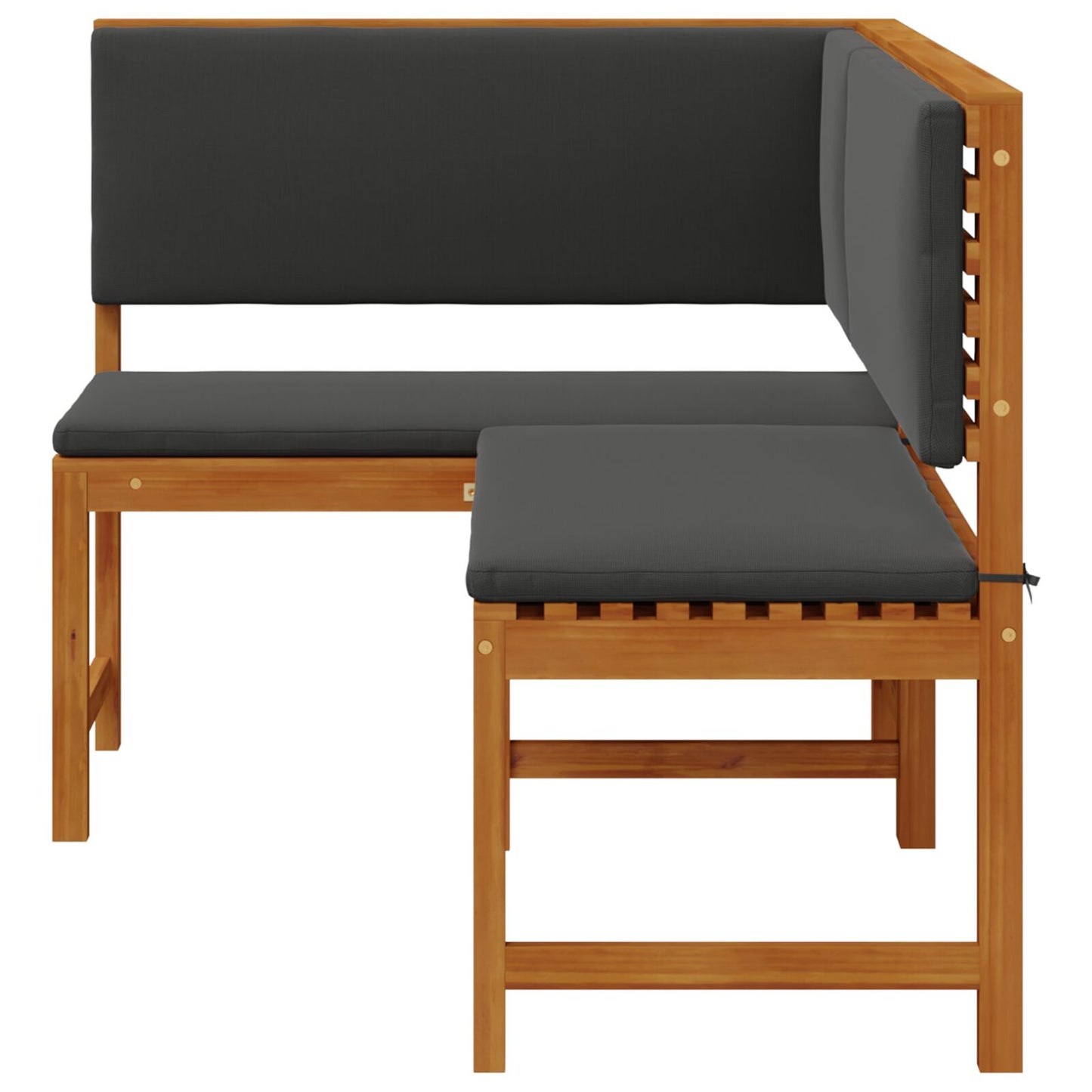 Hoekbank Voor In De Tuin Met Kussens 140X100X91 Cm Massief Acaciahout Anthraciet L-vormige bank