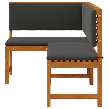Hoekbank Voor In De Tuin Met Kussens 140X100X91 Cm Massief Acaciahout Anthraciet L-vormige bank