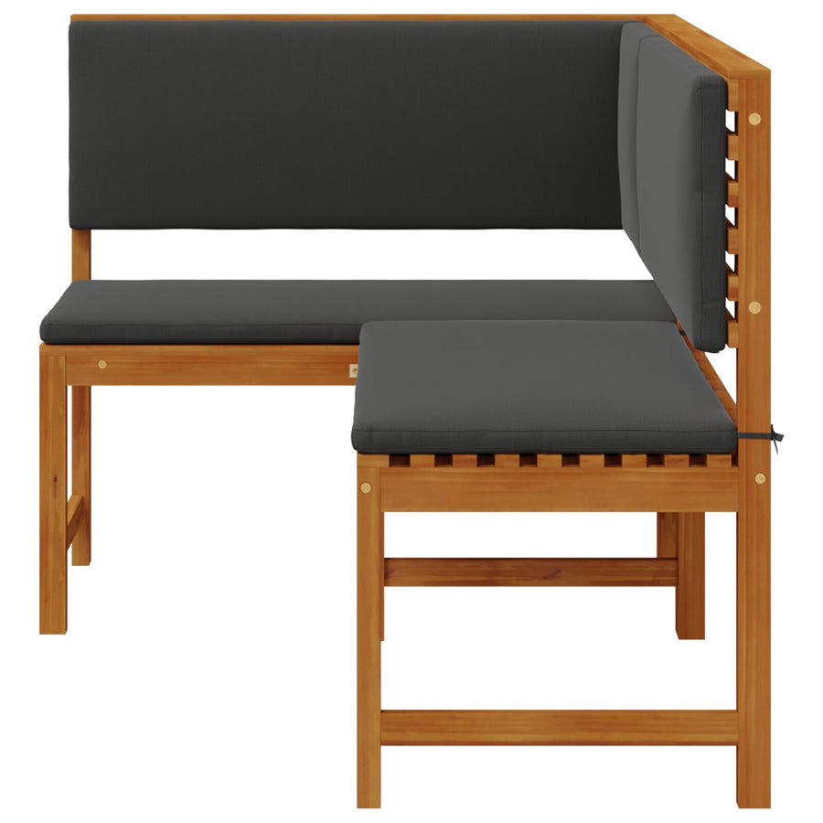 Hoekbank Voor In De Tuin Met Kussens 140X100X91 Cm Massief Acaciahout Anthraciet L-vormige bank