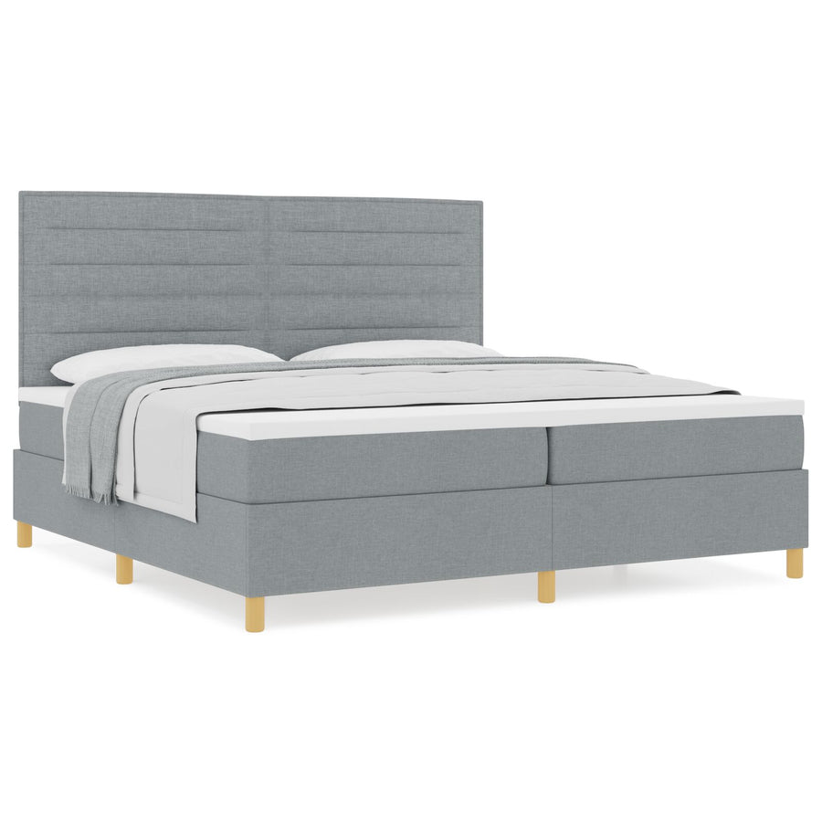 Boxspring Bed Met Matras Lichtgrijs 200X200 Cm Stof Blauw