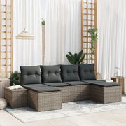 Garden Sofa Set with Cushions and Storage 4 pcs Grey Poly Rattan