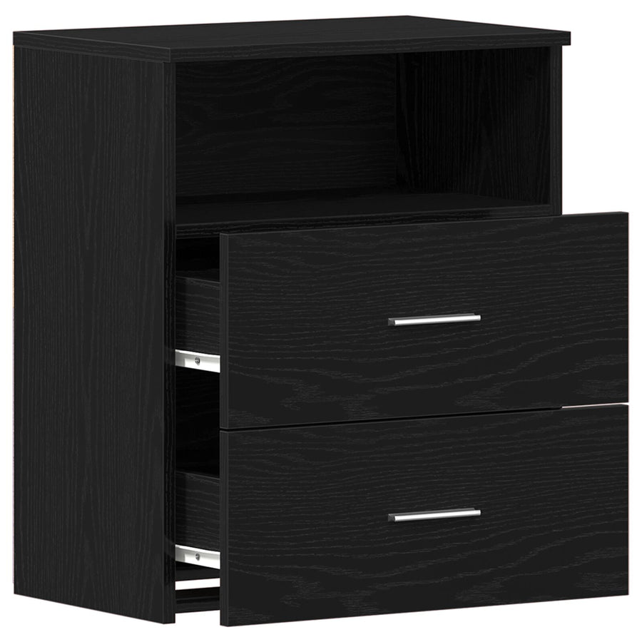 Nachtkastjes 2 Stuks Zwart Eiken 50X32X60Cm Bewerkt Hout