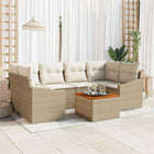 Garden sofa set with cushion 7 pcs Beige poly rattan
