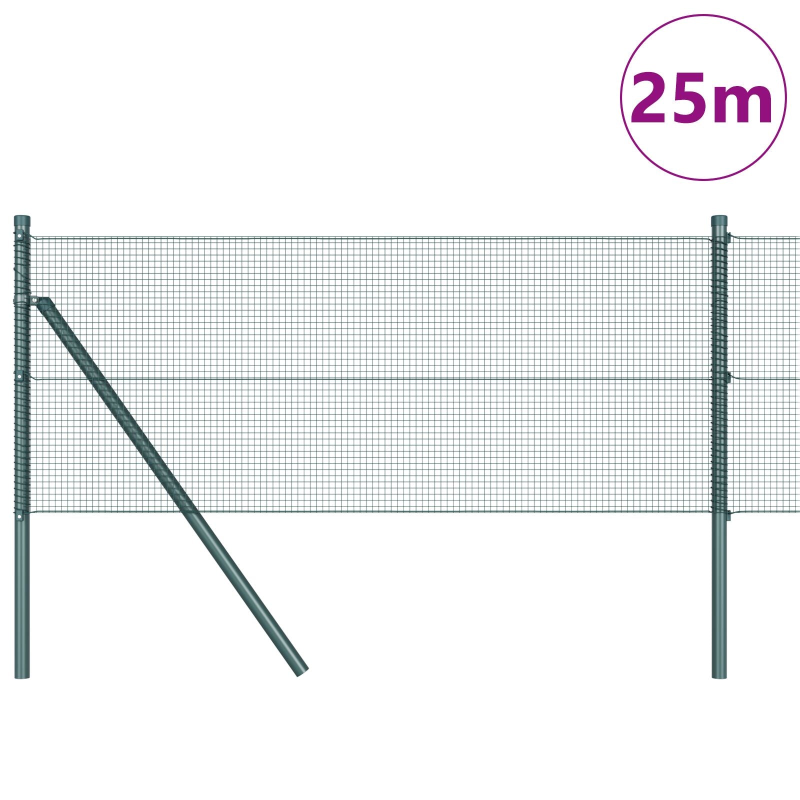 Gelast Draadhek Met 13 Palen Groen 0.6X25 M Staal Gegalvaniseerd Staal