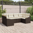 Sofa set with cushion 6 pcs Brown poly rattan