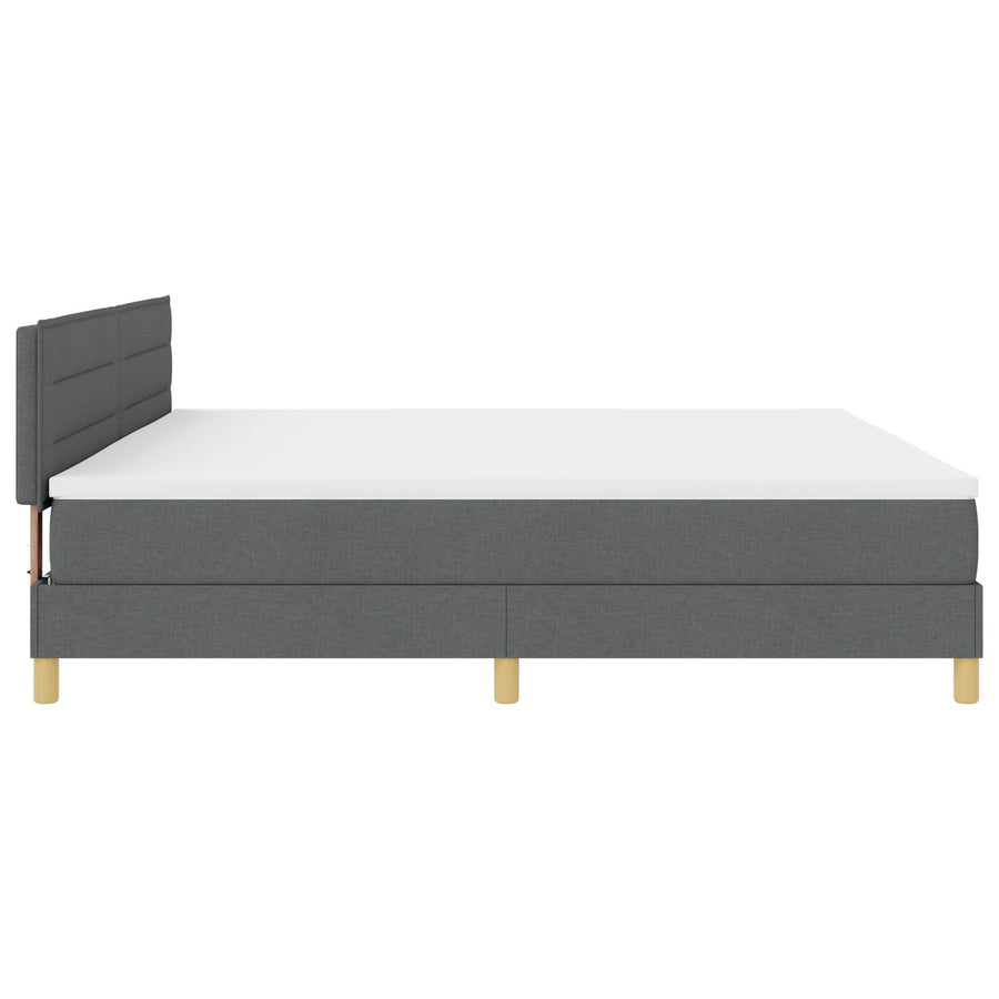 Boxspringbed Met Matras Stof Donkergrijs 200 x 200 cm Lijnen ontwerp