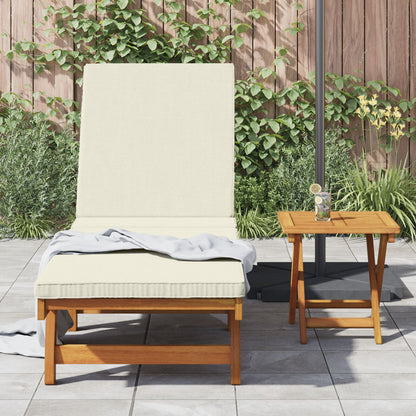 Wielen Zonnebed Met Tafel En Kussen Van Massief Acaciahout 2 Crème wit Zonnebed + tafel