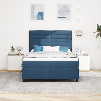 Boxspring Bed Met Matras Stof Blauw 140 x 200 cm Lijnen ontwerp
