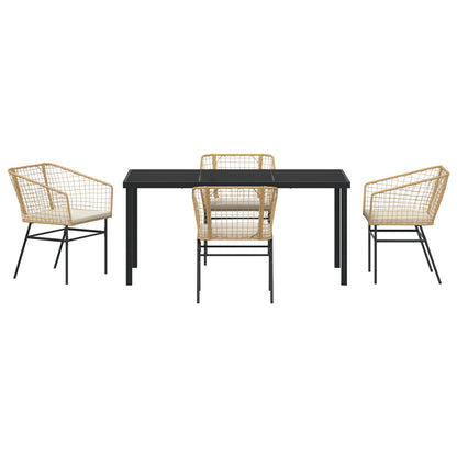 5-Delige Tuin Dining Set Met Kussens Bruin Poly Rattan