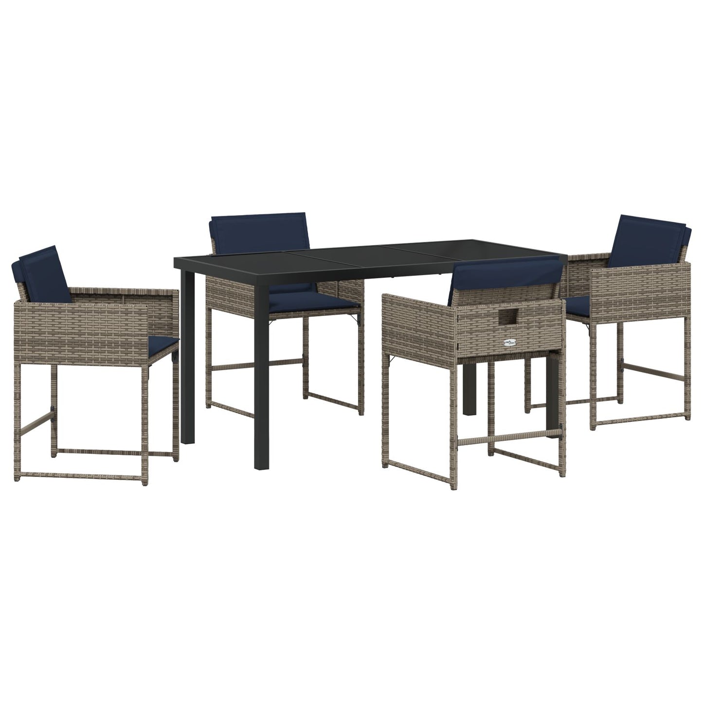 5-Delige Tuin Eetset Met Kussens Grijs Poly Rattan