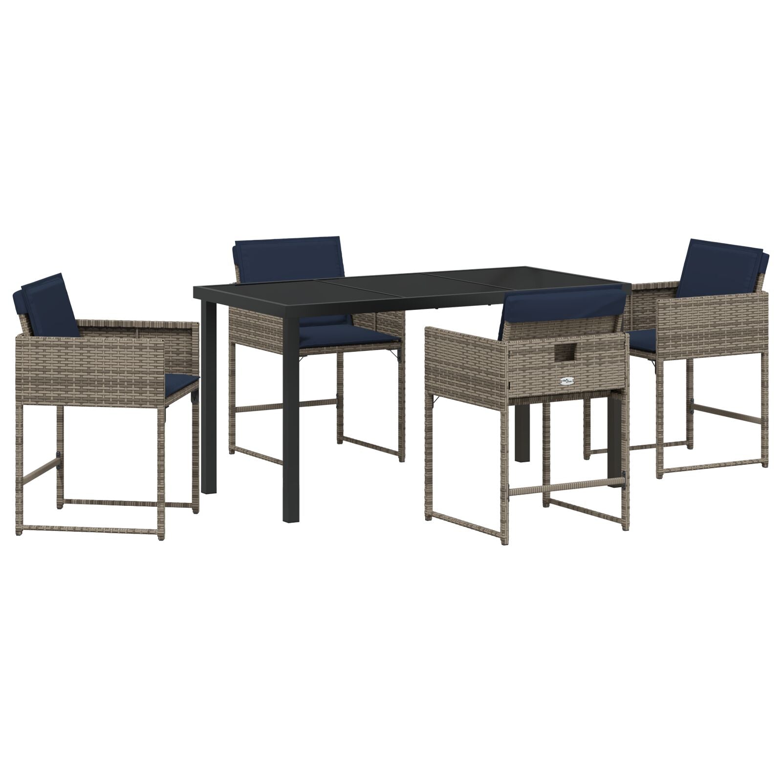 5-Delige Tuin Eetset Met Kussens Grijs Poly Rattan