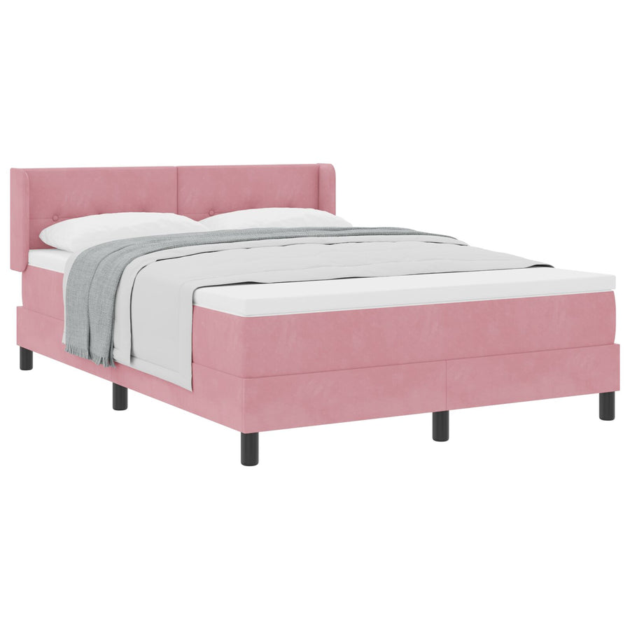 Boxspringbed Met Matras Roze 140X200 Cm Velours Blauw