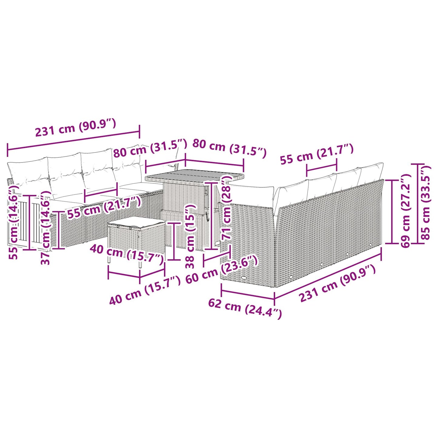11-Delig Tuinbankset Met Kussens Zwart Poly Rattan Acacia, 2-Persoons Tuinbank Met Kussens Zwart Poly Rattan, 3-Delige Tuin Eetset Met Kussens Zwart Poly Rattan Acacia Wit