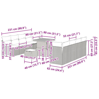 11-Delig Tuinbankset Met Kussens Zwart Poly Rattan Acacia, 2-Persoons Tuinbank Met Kussens Zwart Poly Rattan, 3-Delige Tuin Eetset Met Kussens Zwart Poly Rattan Acacia Wit