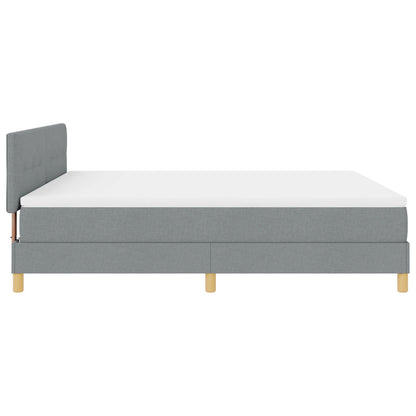 Boxspring Bed Met Matras Stof Lichtgrijs 180 x 200 cm Met knoop gestikt