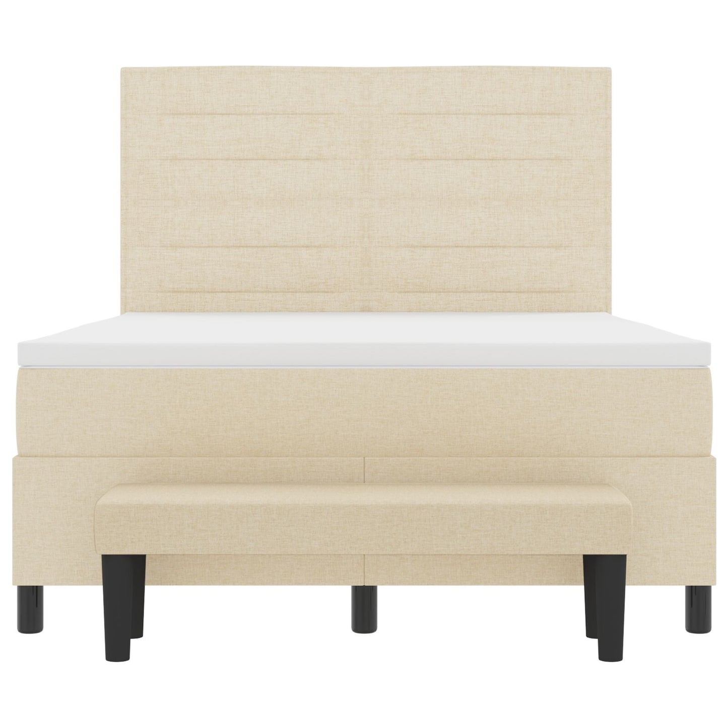 Boxspringbed Met Matras En Bank In Kleur Van Stof Crème 160 x 200 cm Lijnen ontwerp