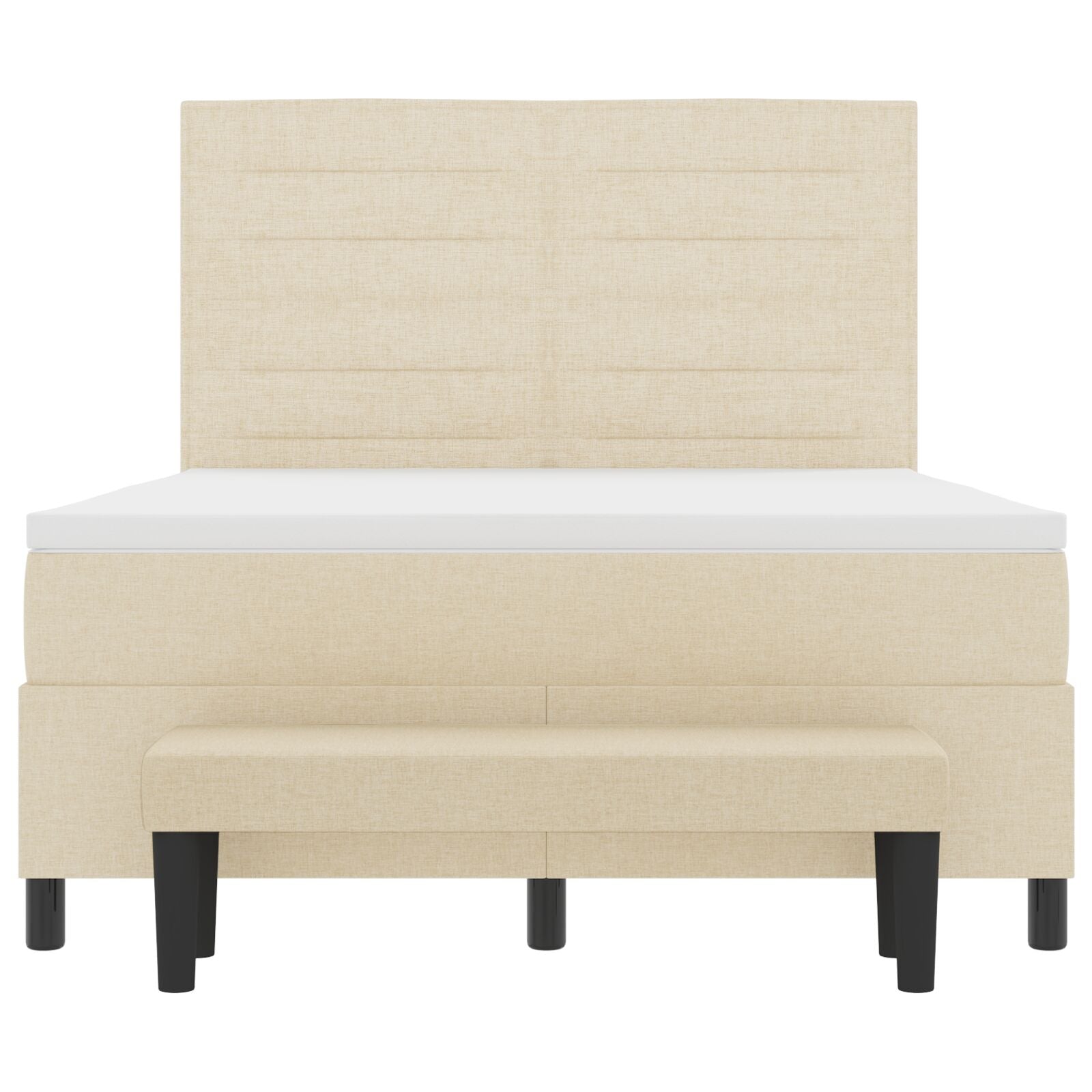 Boxspringbed Met Matras En Bank In Kleur Van Stof Crème 160 x 200 cm Lijnen ontwerp