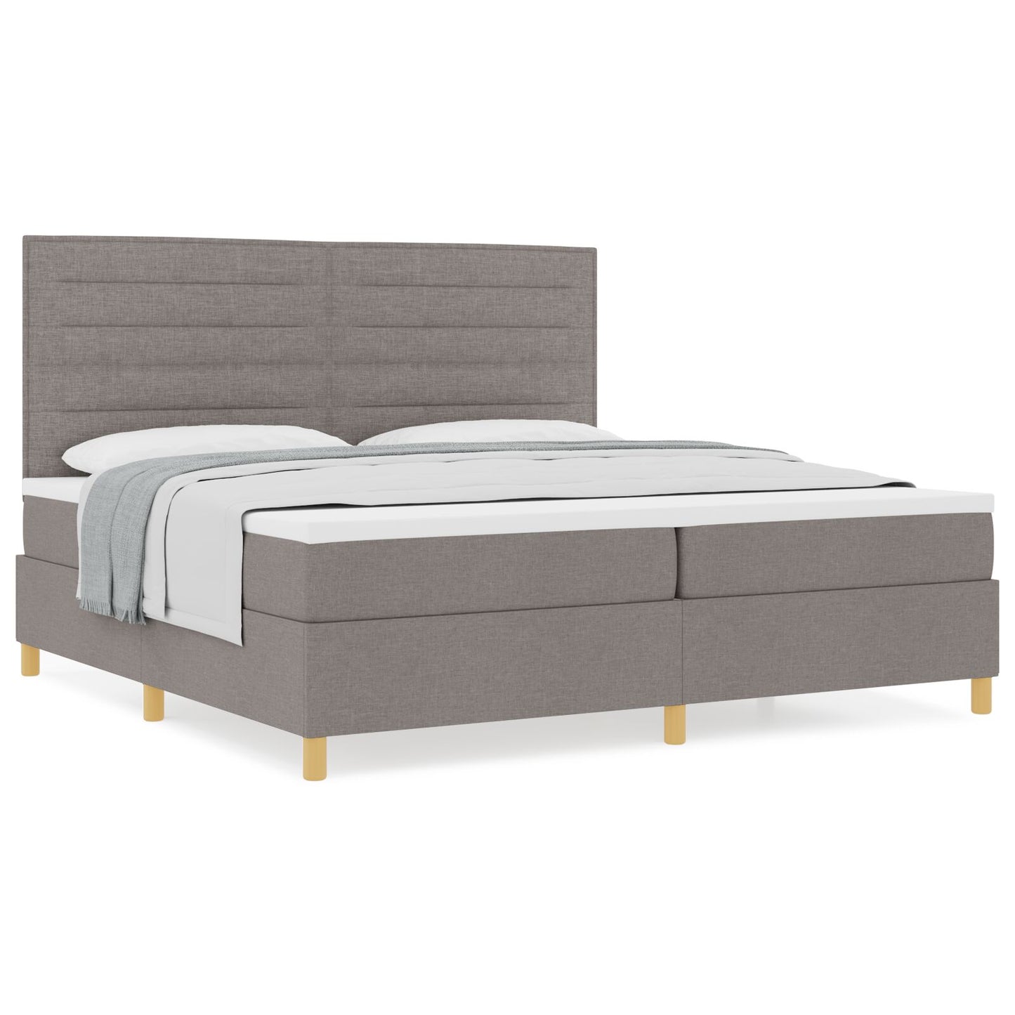 Boxspringbed Met Matras Taupe 200X200 Cm Stof Blauw