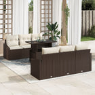Tuinset polyrattan 7-delig bruin crème
