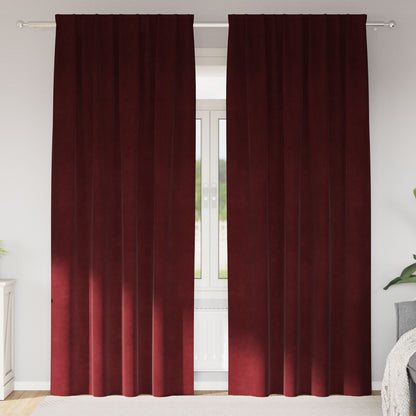 Zwart-Out Gordijnen Met Bovenband 2 Pcs Fluweel Wijnrood 140 x 245 cm met genaaide tape