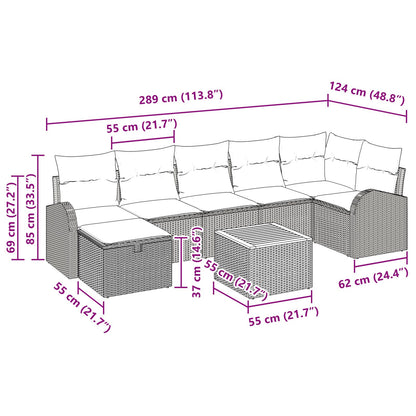 8-Delig Tuin Sofa Set Met Kussens Zwart Poly Rattan