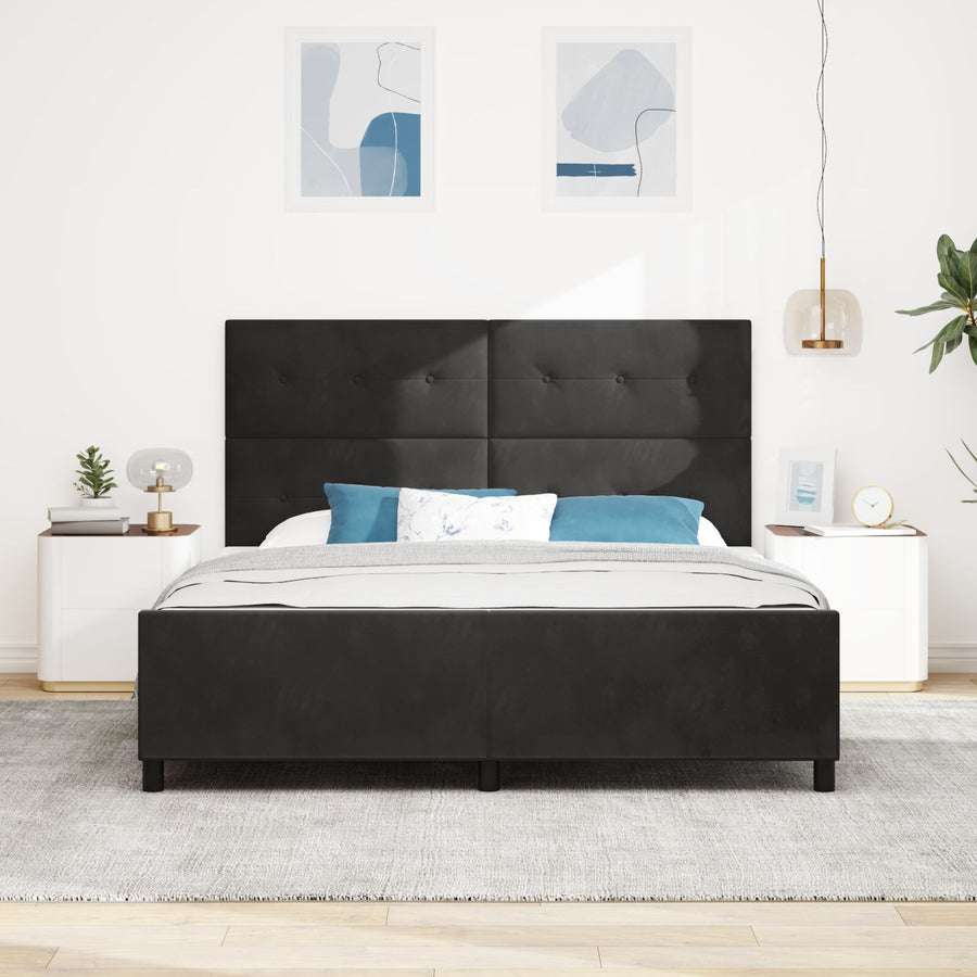 Zwarte Fluwelen Bedframe 180X200 Cm Crème