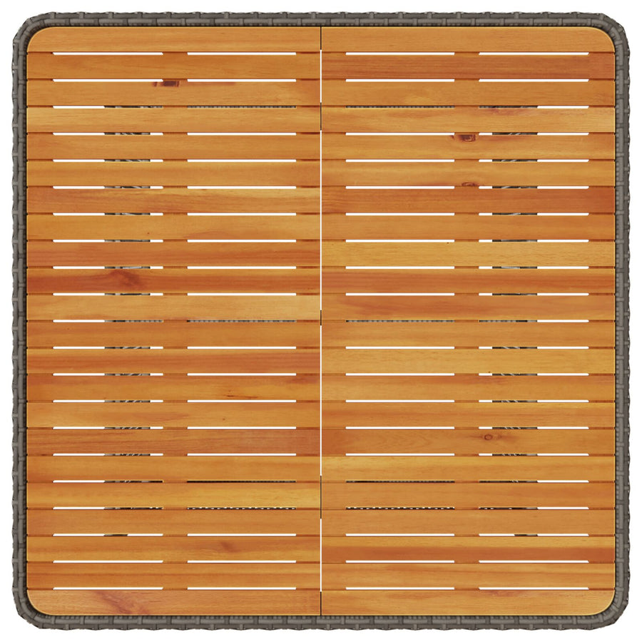 3-Delige Tuin Eetset Met Kussens Poly Rattan Acacia 80 cm Grijs 2 krukken