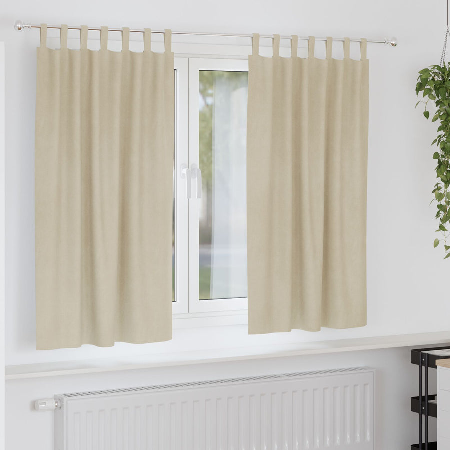 Blackout Gordijnen Met Hanglussen 2 Stuks Fluweel Crème 140 x 175 cm met ophanglussen