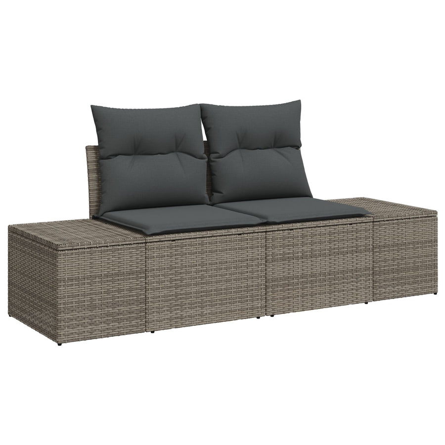 6-Delige Tuin Sofa Set Met Kussens Grijs Poly Rattan