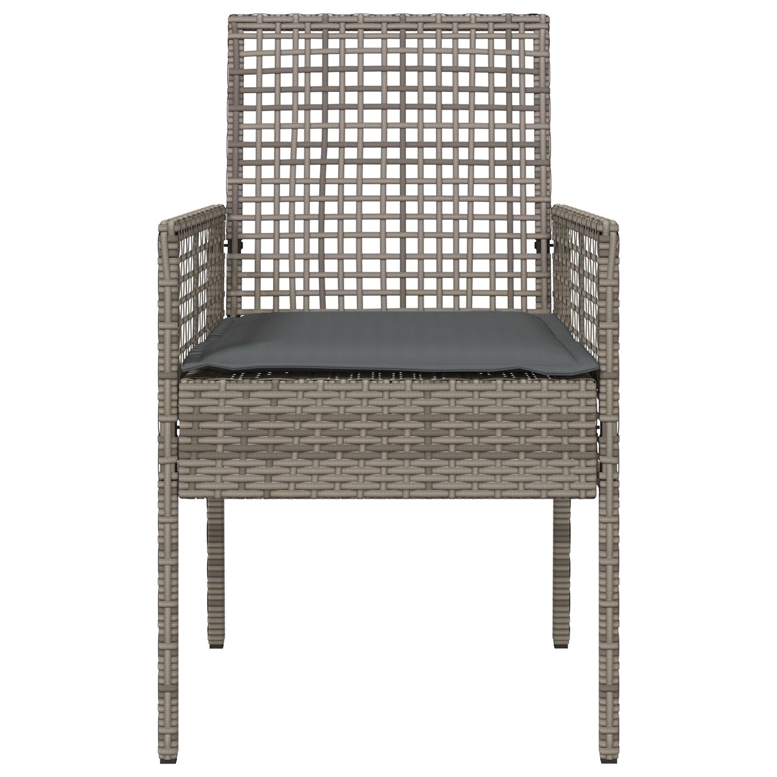 Tuinstoelen 2 Stuks Met Kussens Poly Rattan Grijs en donkergrijs