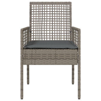 Tuinstoelen 2 Stuks Met Kussens Poly Rattan Grijs en donkergrijs
