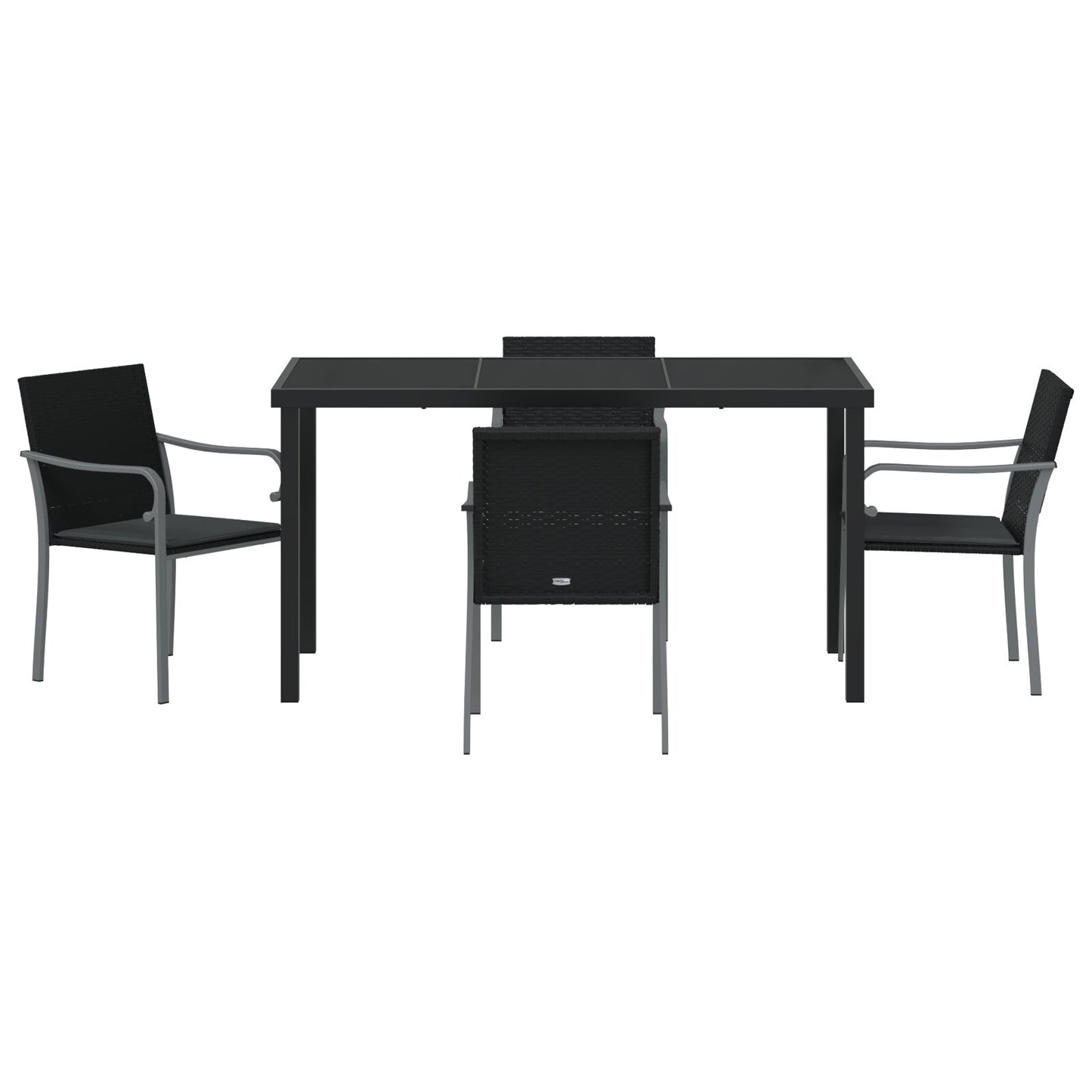5-Delige Tuinset Met Kussens - Poly Rattan 4-Zits Zwart 140 cm