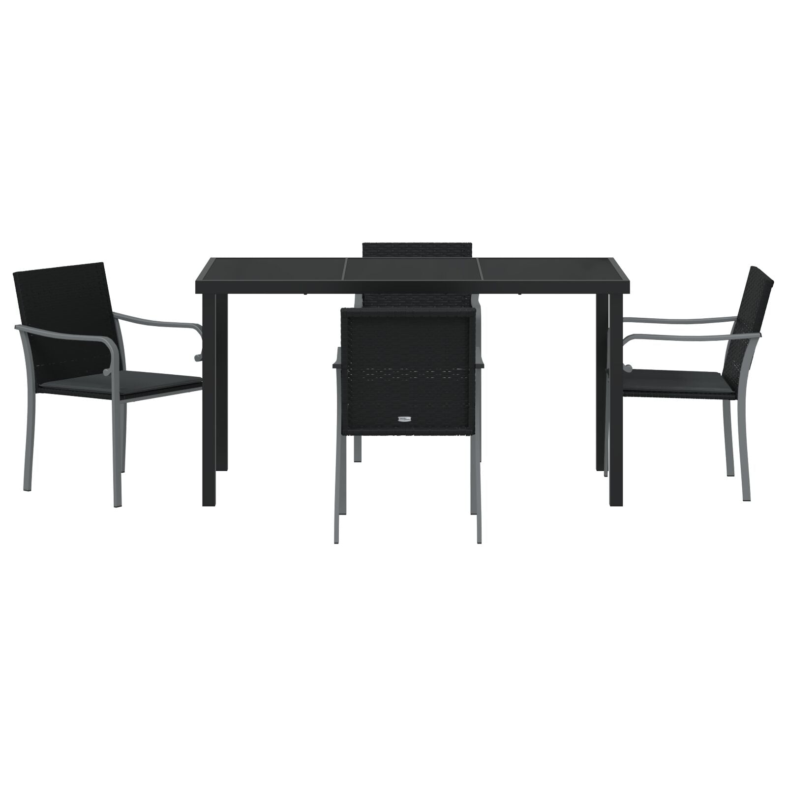 5-Delige Tuinset Met Kussens - Poly Rattan 4-Zits Zwart 140 cm