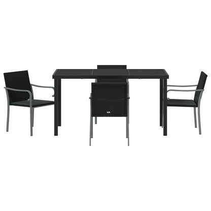 5-Delige Tuinset Met Kussens - Poly Rattan 4-Zits Zwart 140 cm