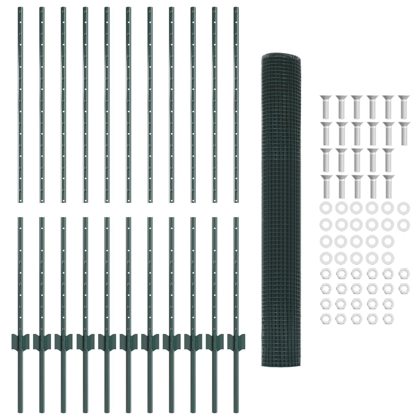 Gelast Draadhek Met 11 U-Palen Groen 1.2X25 M Staal