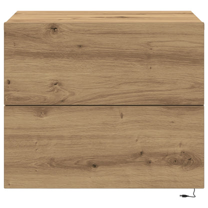 Bedside Cabinets Met Led Lichten Wandgemonteerd 2 Stuks Artisan Eiken Ambachtelijk eiken