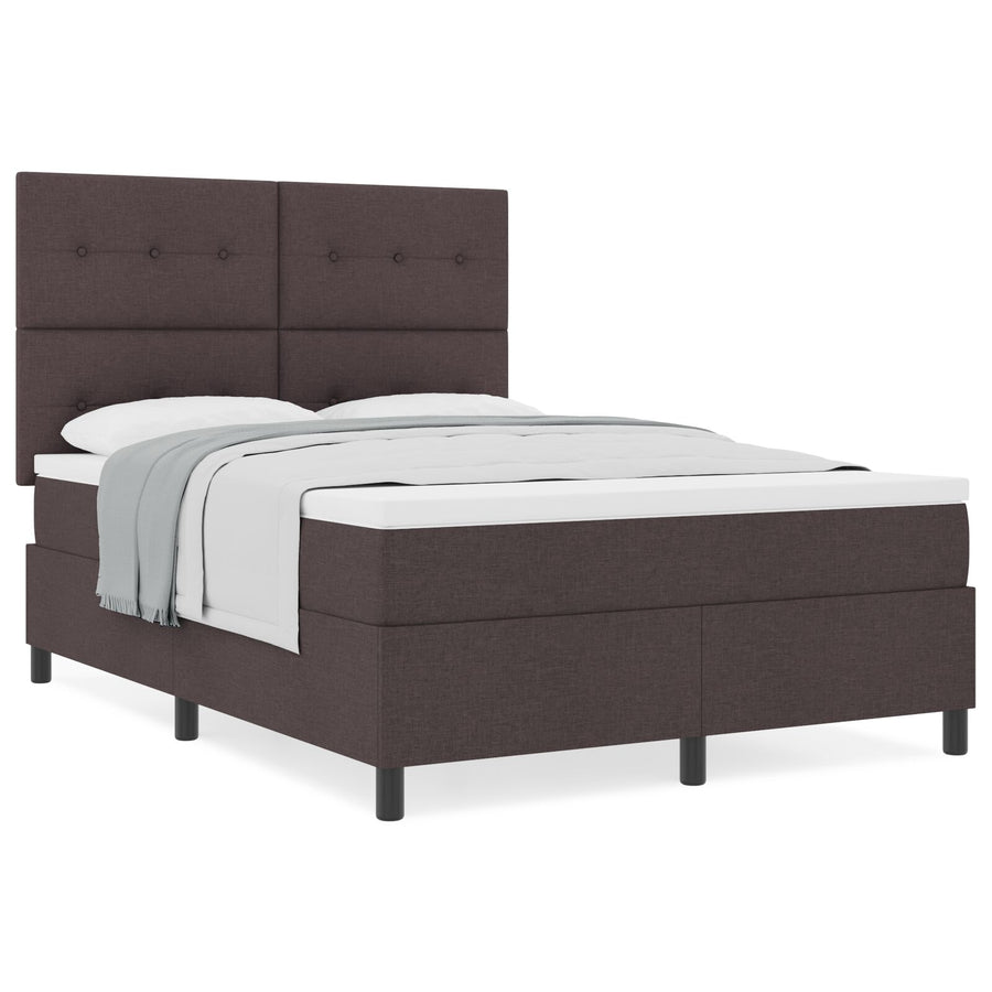 Boxspring Bed Met Matras Stof Donkerbruin 160 x 200 cm Button tufted