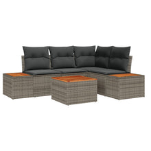 5-Delige Tuin Bankstel Met Kussens Grijs Poly Rattan Acacia
