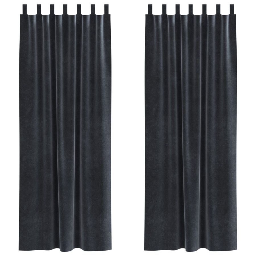 Zwarte Verduisteringsgordijnen 2 Stuks Donkergrijze Fluweel Donkergrijs 140 x 260 cm met ophanglussen