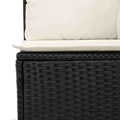 4-Delige Tuinbankset Met Kussens In Poly Riet Zwart en crème zonder tafel