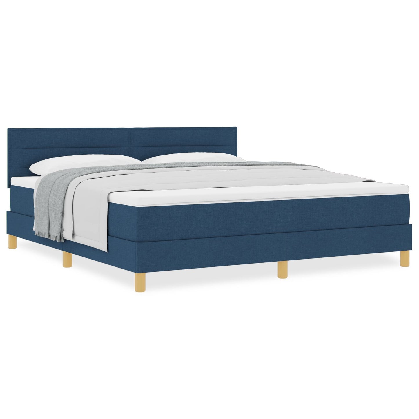 Boxspring Bed Met Matras Blauw 180X200 Cm Stof Crème