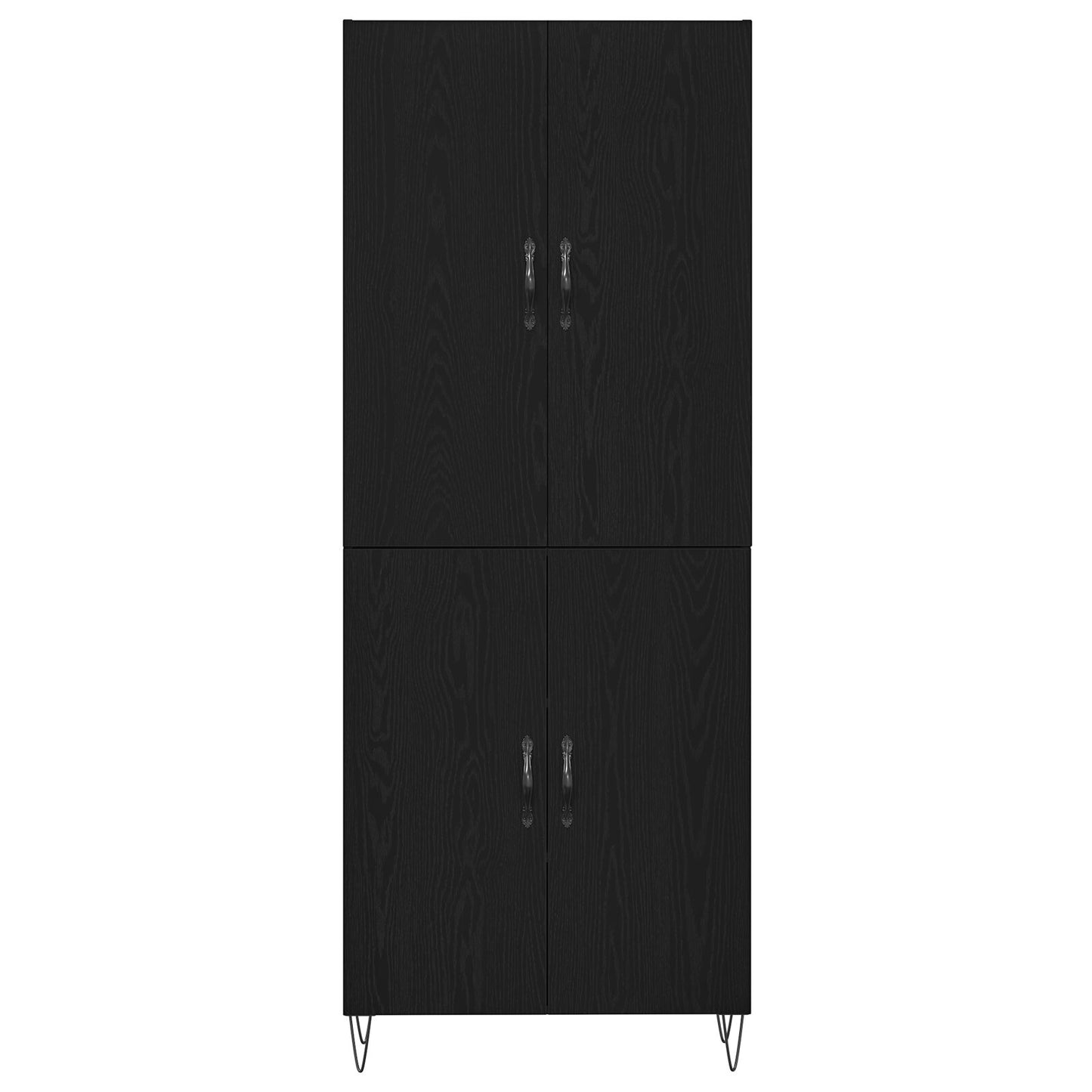 Highboard Zwart Eiken 69,5X34X180 Cm Geengineerd Hout