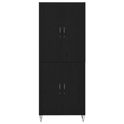 Highboard Zwart Eiken 69,5X34X180 Cm Geengineerd Hout