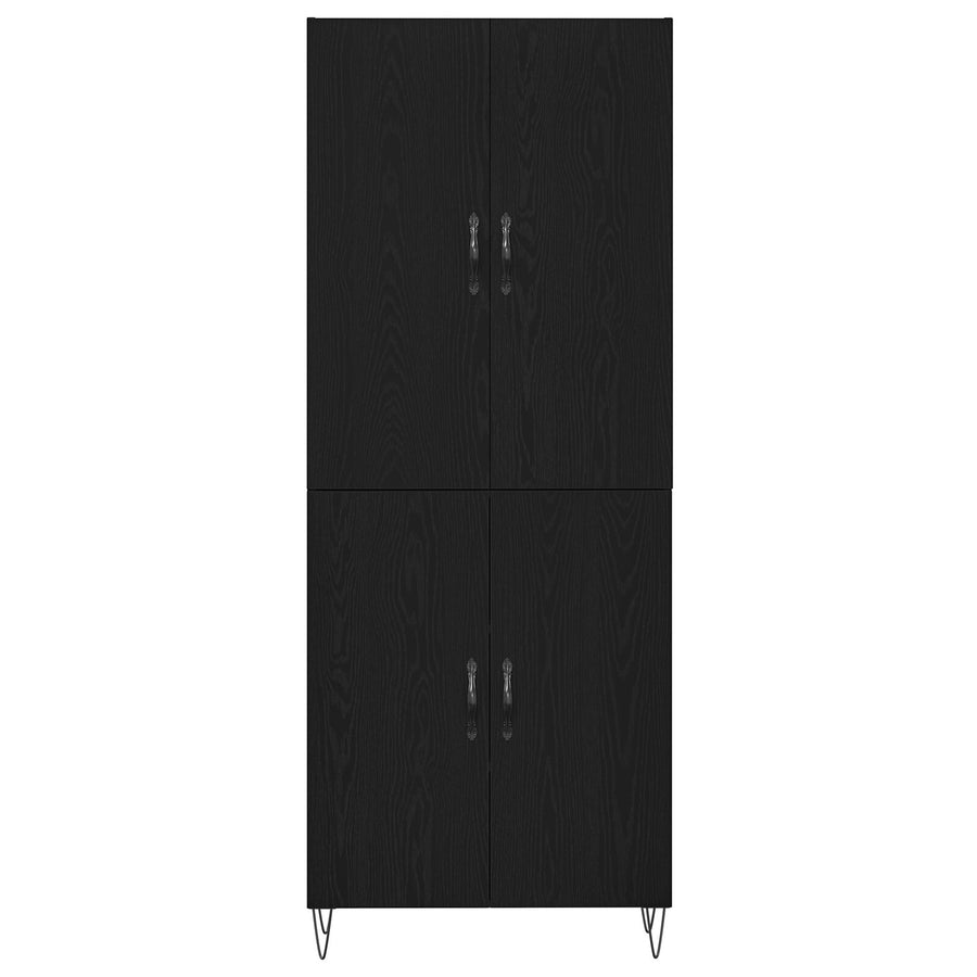 Highboard Zwart Eiken 69,5X34X180 Cm Geengineerd Hout
