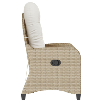 Relaxstoel Met Kussen Poly Rattan Beige
