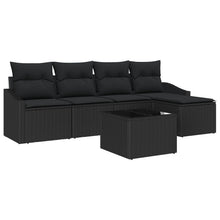 Tuinbank Set Set Van 6 Zwart Rattan, Polyester, Staal Gegalvaniseerd Staal