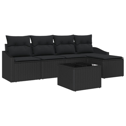 Tuinbank Set Set Van 6 Zwart Rattan, Polyester, Staal Gegalvaniseerd Staal