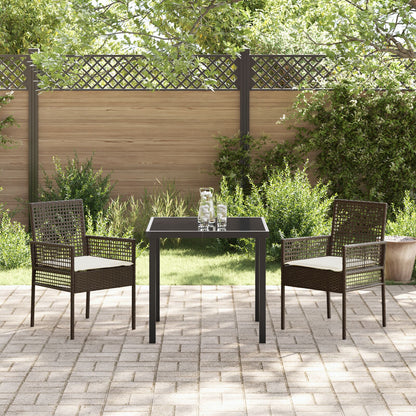 Tuinstoelen 2 Stuks Met Kussens Poly Rattan Bruin en crème
