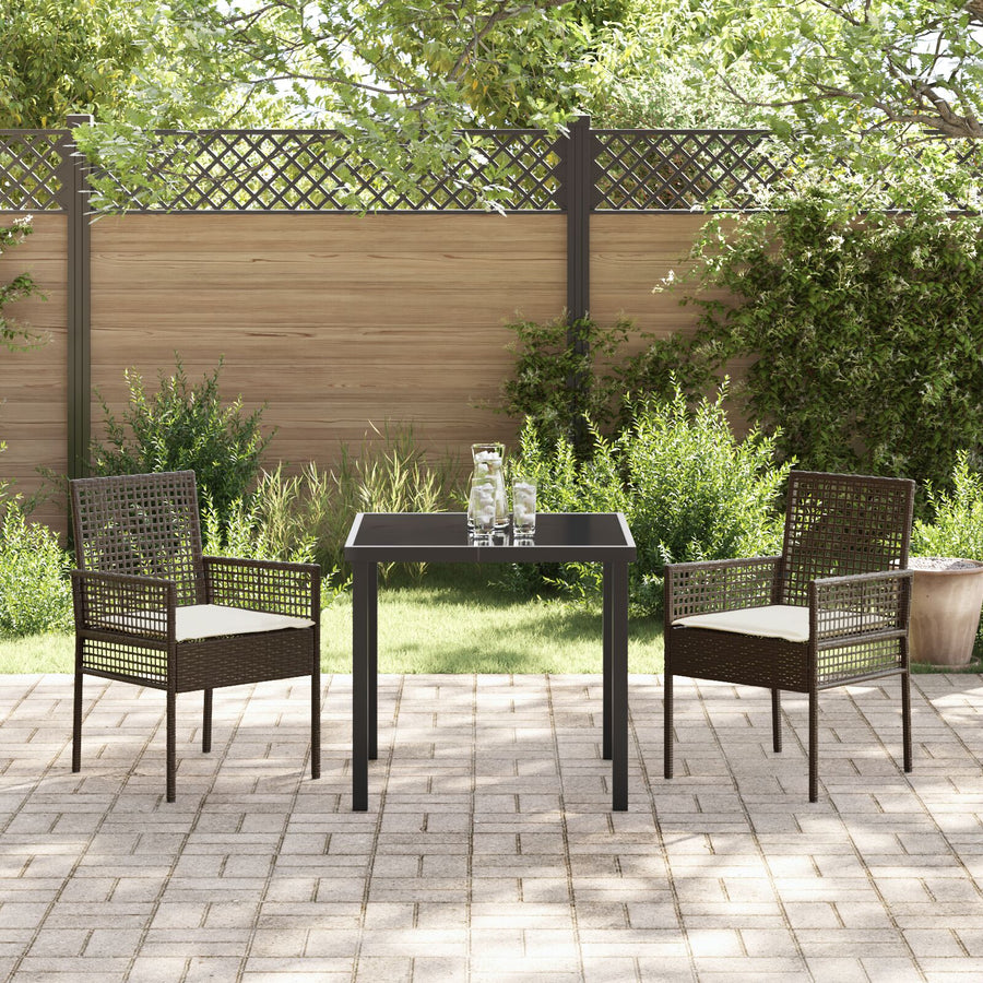 Tuinstoelen 2 Stuks Met Kussens Poly Rattan Bruin en crème