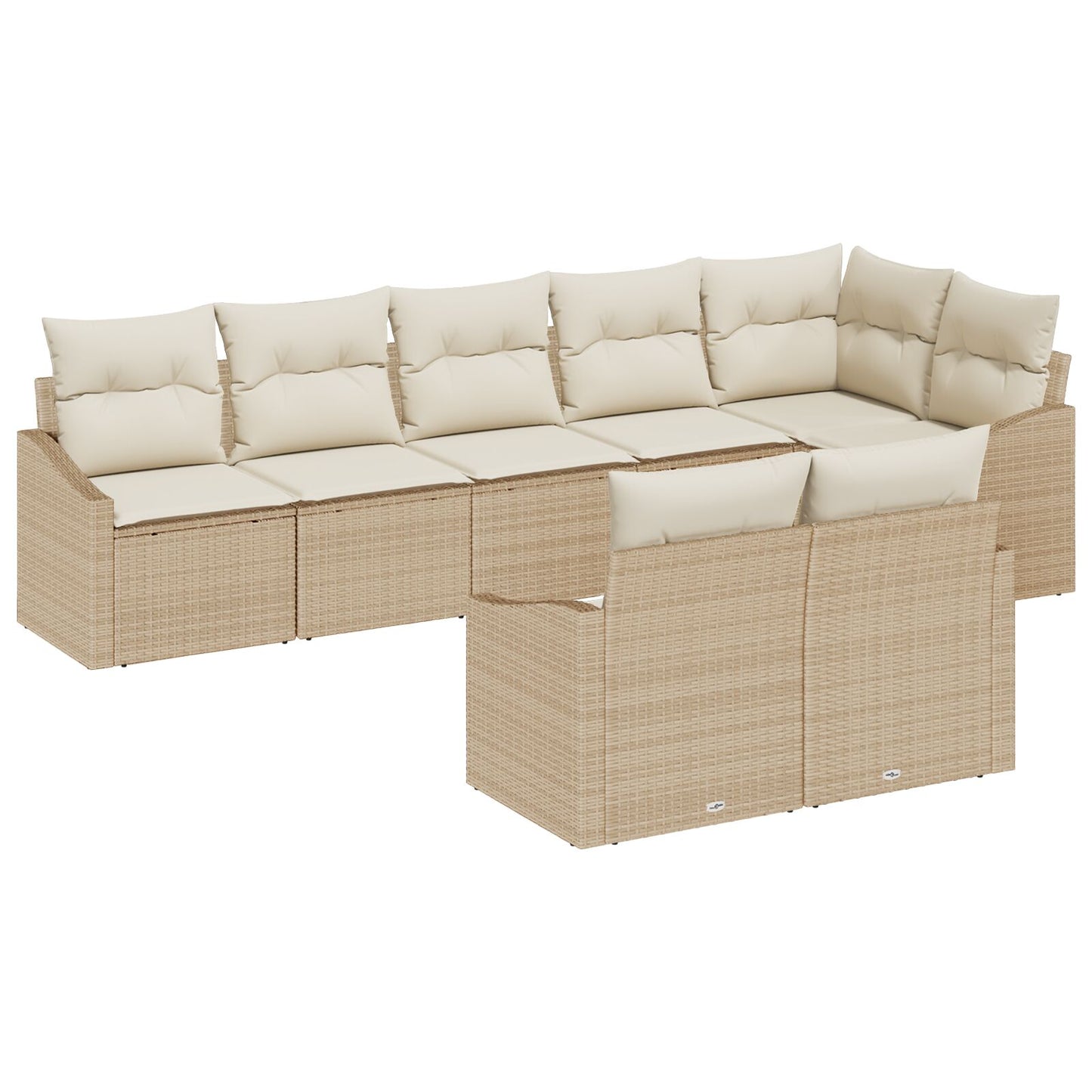 8 Delige Tuin Eetset Met Kussens Beige Poly Rattan